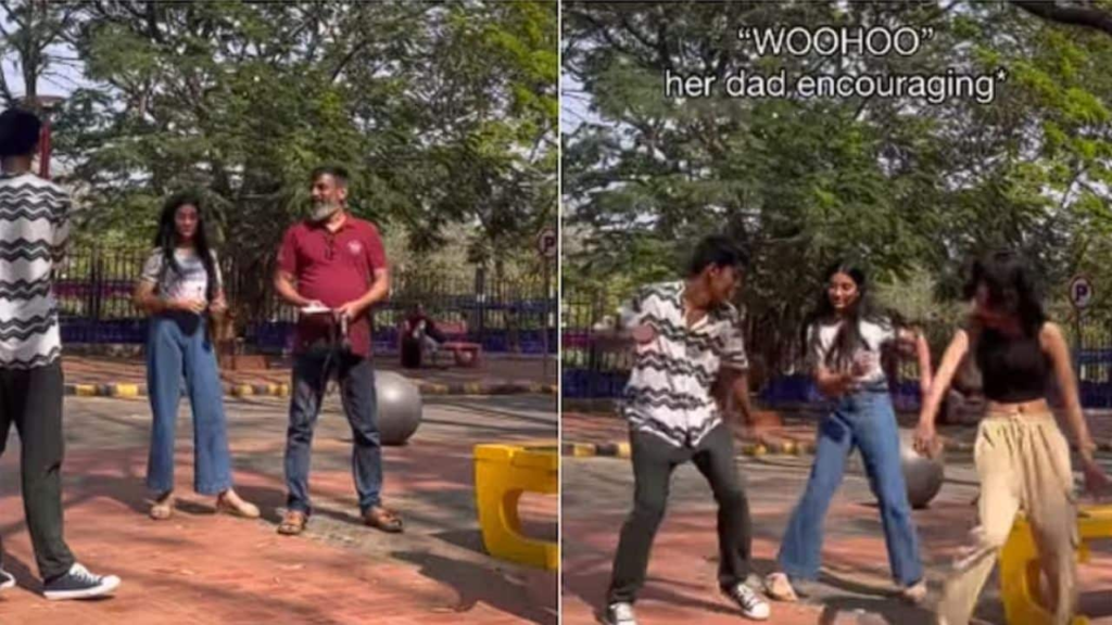 A video showing a father encouraging his children to dance with a bunch of strangers who were recording a reel in a park has gone viral on social media, with over 9 million views and comments praising his parenting skills. The video shows how parents can support their children's interests and enjoy the little

