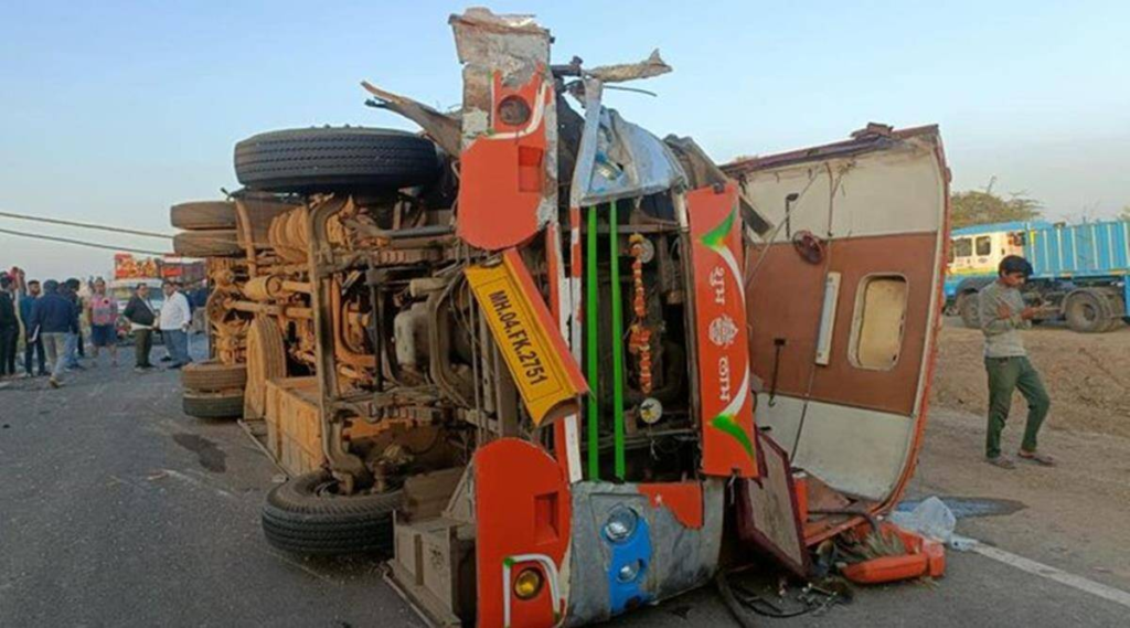 "In a heartbreaking incident, a bus-truck collision in Maharashtra's Buldhana district has resulted in the loss of six lives and left 10 people injured.