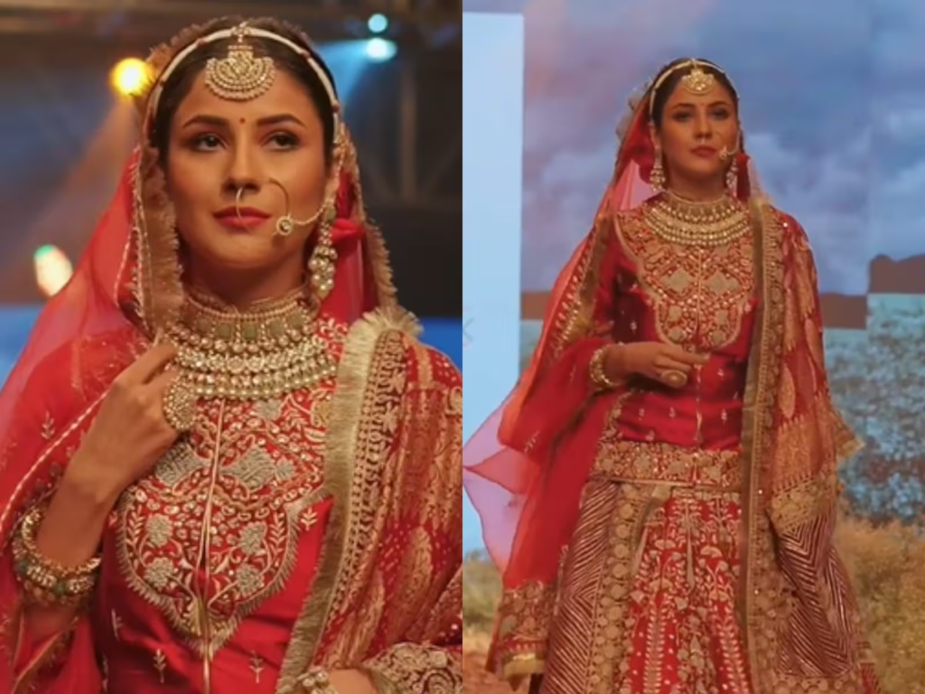  Shehnaaz Gill, known for her cheerful personality, leaves fans awestruck as she transforms into a stunning bride for a recent photo shoot. See the captivating pictures of the Bigg Boss 13 fame in a mesmerizing red lehenga, complete with intricate golden embroidery. 