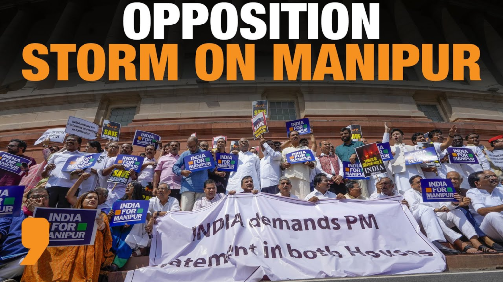 Opposition parties are resolute in their demand for Prime Minister Narendra Modi's response to the situation in Manipur during the Parliament session. 