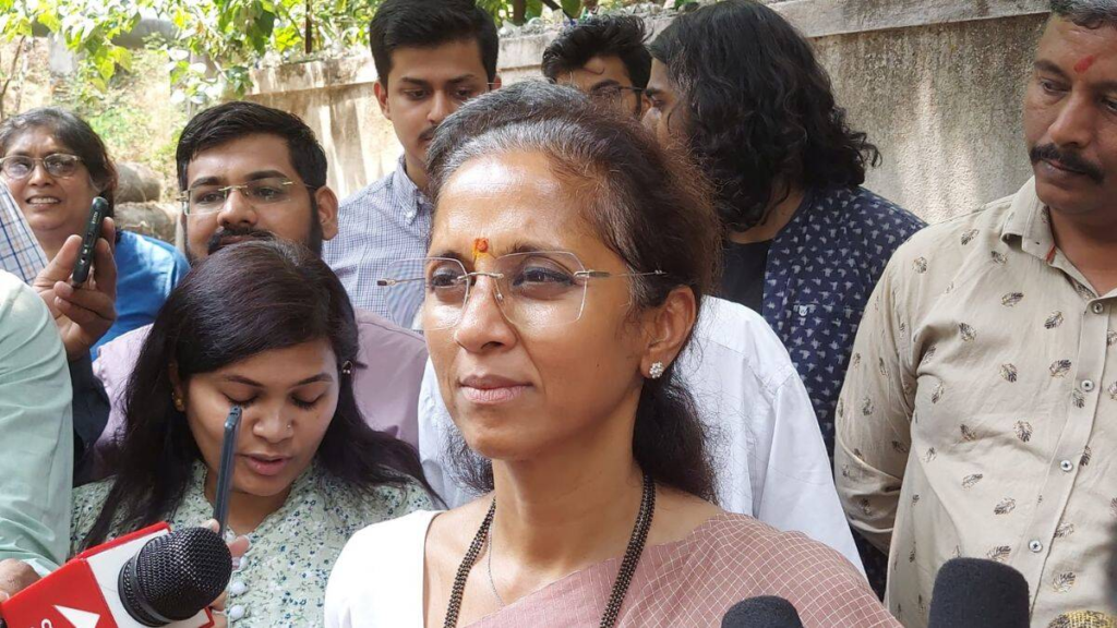 NCP working president, Supriya Sule, has written to party chief Sharad Pawar, urging him to initiate disciplinary action against MPs Praful Patel and Sunil Tatkare. She accuses them of engaging in anti-party activities during the swearing-in ceremony of nine MLAs as Cabinet ministers in Maharashtra. 