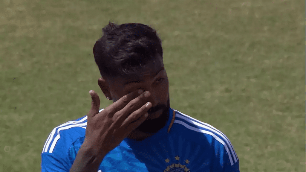 Hardik Pandya was seen wiping his tears during the national anthem before the first T20I against West Indies. The all-rounder was leading the side in the absence of Rohit Sharma and Virat Kohli. The image of Hardik fighting his emotions has gone viral on social media.