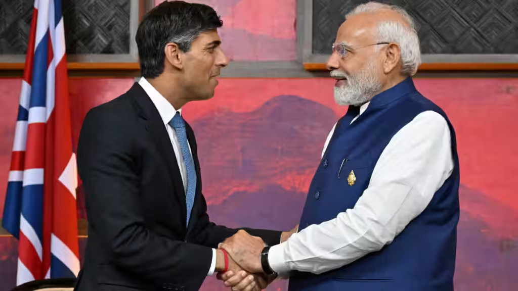 "During his visit to the G20 Summit in India, UK Prime Minister Rishi Sunak commended India's leadership, addressed critical issues like Khalistani extremism and the Russia-Ukraine conflict, and shared his personal connection with Hinduism. He emphasized the significance of the India-UK Free Trade Agreement (FTA) and strengthening bilateral relations for a prosperous future."