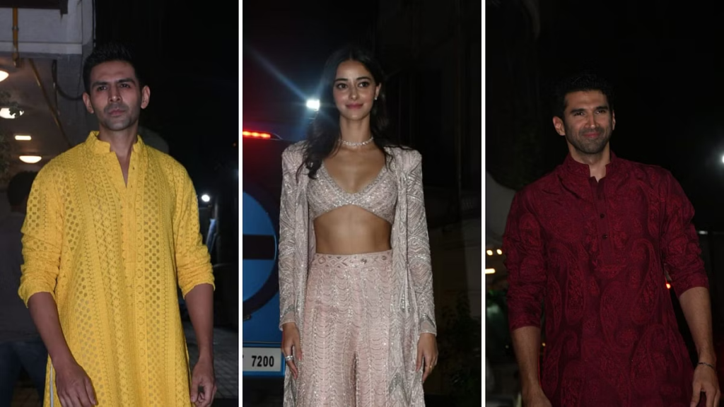 "Explore the star-studded Diwali bash as Ananya Panday and Aditya Roy Kapur grace Sara Ali Khan's celebration after confirming their special relationship on Koffee With Karan."
