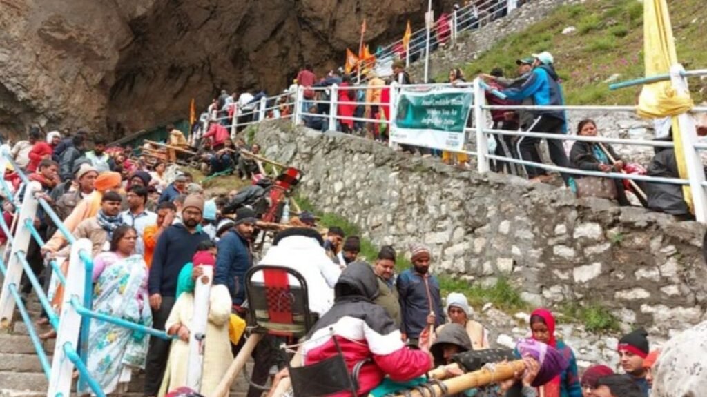 The annual 62-day Amarnath Yatra commenced with the first group of pilgrims departing from the Baltal base camp, marking the beginning of their sacred journey to the cave shrine in Kashmir.
