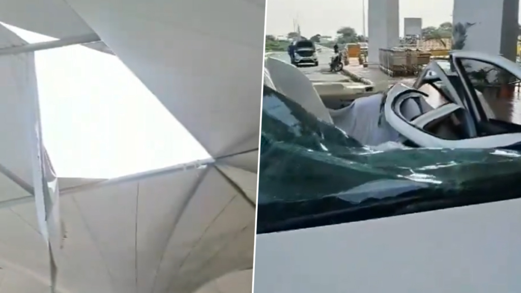 In a startling incident at Jabalpur Airport, a section of the new terminal's canopy collapsed, causing significant damage to an income tax official's car. Fortunately, no injuries were reported. The incident raises concerns about the structural integrity of the recently constructed terminal.





