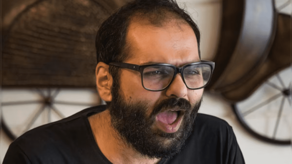 Kunal Kamra delivering a speech on the exploitation of gig workers in quick commerce